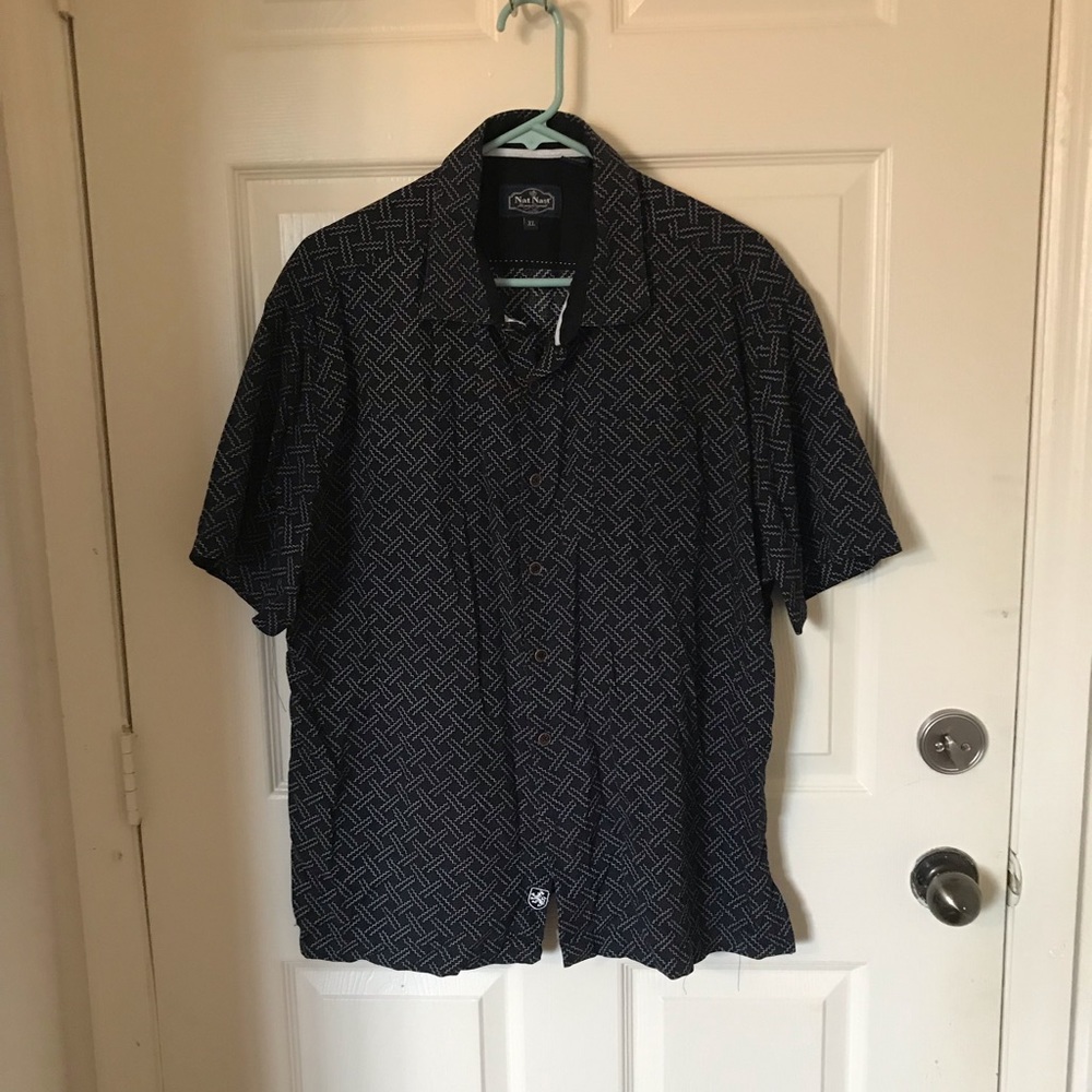 Nat Nast Silk/Cotton Geometric Pattern Shirt